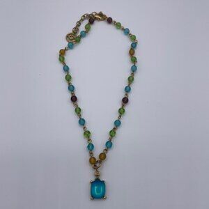 Givenchy Vintage Gold, Blue, Green & Purple Necklace Good Condition